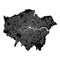 London, England, Black and White high resolution vector map