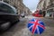 London, England - British umbrella at busy Regent Street with icLondon, England - British umbrella at busy Regent Street with icon