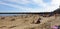 London, England, Folkestone, kent: June 1st 2019:Tourists on Sunny sands beach enjoying the beautiful sunshine and blue sky on the