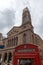 LONDON, ENGLAND - JUNE 17 2016: Westminster Chapel and phone booth, London, Great Britain