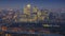 London, England - Panoramic skyline view of east London with the skyscrapers of Canary Wharf