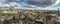 London, England - Panoramic skyline view of London. This view includes the skyscrapers of Bank District