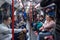 LONDON, ENGLAND - SEPTEMBER 25, 2017: London Underground. People in metro train.