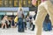 London, England, UK - 31 August 2016: Woman checks the train departure boards