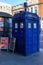 London, England â€“ A blue police telephone box on the street in London, associated with the science fiction television