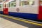 LONDON/ENGLAND â€“ JANUARY 26 2020: Tube train pulling into Charing Cross underground station in London