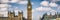 London European destination icon banner panorama - Famous landmark Big Ben Clock tower. Panoramic header