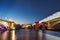 London evening cityscape with old and new bridges