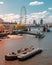 London Eye, Big Ben, Bridges, Boats, River Wide Angle