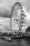 London Eye on Overcast Day Black and White, England