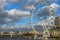 London Eye with semi-cloudy sky