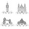 London famous buildings set. Hand drawing sketch collection of L