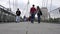 London Golden Jubilee Bridges, Tourists People Walking along Thames River