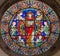 LONDON, GREAT BRITAIN - SEPTEMBER 14, 2017: The resurrected Jesus Christ among the angels on the stained glass