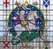 LONDON, GREAT BRITAIN - SEPTEMBER 14, 2017: The saint George on the stained glass in church St. Lawrence Jewry