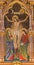 LONDON, GREAT BRITAIN - SEPTEMBER 15, 2017: The neo gothic Crucifixion painting on the wood in church All Saints