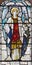 LONDON, GREAT BRITAIN - SEPTEMBER 17, 2017: The archangel Gabriel on the stained glass in church St. Michael, Chester square