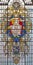 LONDON, GREAT BRITAIN - SEPTEMBER 17, 2017: The Jesus Christ in glory on the stained glass in St James`s Church,