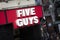 London, Greater London, United Kingdom, 7th February 2018, A sign and logo for Five Guys