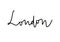 London hand lettering on white background