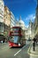 London iconic Red bus in London Street near St Paul& x27;s cathedral