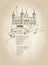 London landmark vintage background with copy space. Tower of London