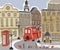 London landscape in vintage doodle style. I love london.