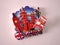 London magnet souvenir - thumb up, double decker, Tower bridge, Big Ben - very British in red, blue and white