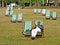 London A man find relax resting on deck chair in Hyde park