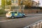 London Metropolitan police car driving fast on london Street