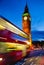 London night traffic scene with Double Decker bus moves along il