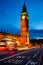 London night traffic scene with Double Decker bus moves along il