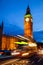 London night traffic scene with Double Decker bus moves along il