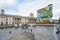 London - October 4, 2019: Lamassu on Trafalgar Square - sculpture of cans by Michael Rakowitz