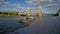 London panorama over the River Thames london bridge with boat