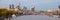 London, panoramic aerial view over Thames river with St. Paul Cathedral, skyscapers of City and skyline.