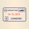 London passport stamp. Travel by plane visa or immigration stamp. Vector illustration