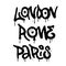 London , Rome, Paris - Urban Graffiti Lettering of European capital City Logos. Vector Typography Isolated Elements