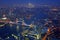 London rooftop view panorama at sunset with urban architectures