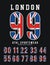 London Set Number Flag UK Typography design