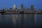 London skyline at night, Canary Wharf