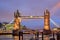 London skyline with Tower Bridge at twilight