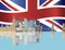 London Skyline with Union Jack Flag Illustration
