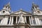 London - st. Pauls cathedral and statue of queen