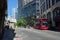 London street Scene. Cycling lane & Red Bus.