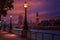 London sunset skyline Bigben and Thames