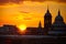 London sunset at Thames with St Paul Pauls