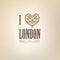 London symbol. I love London sign. Retro type old paper b