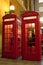 London symbol red phone box at illuminated street