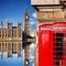 London symbols with BIG BEN and red PHONE BOOTHS in England